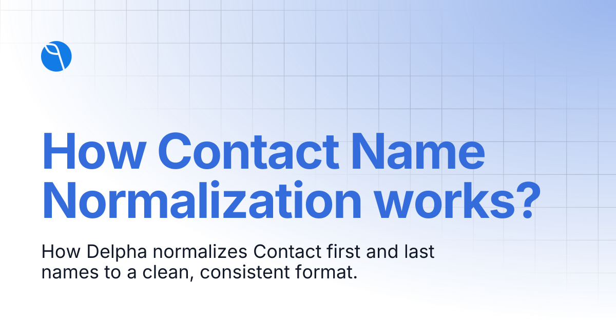 How Contact Name Normalization works? | Delpha