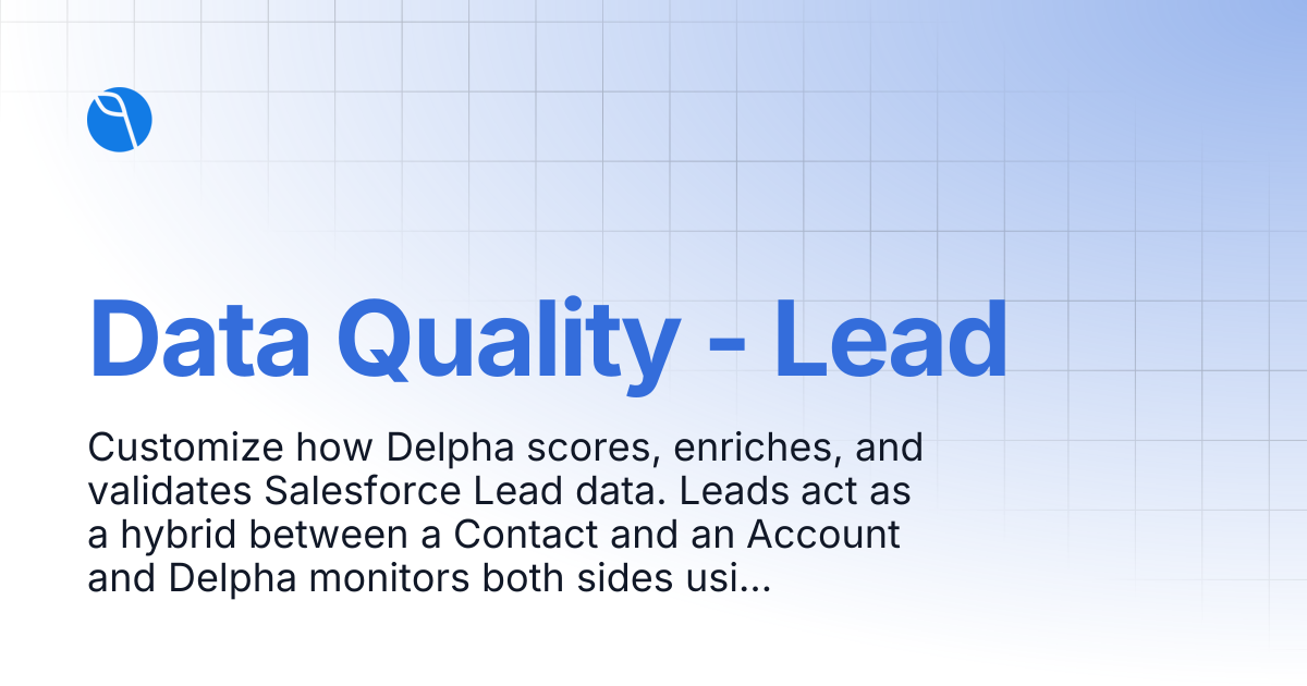 Data Quality - Lead | Delpha